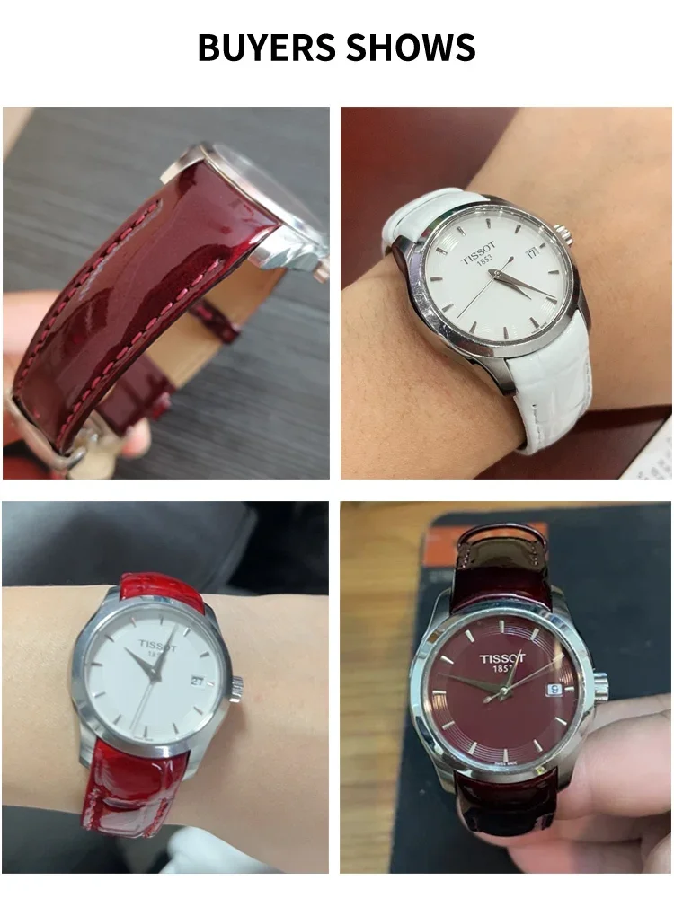 لتيسو 1853 كوتو T035 حزام ساعة من الجلد الطبيعي ساعة نسائية T035210a حزام حزام الساعات Accessories18mm