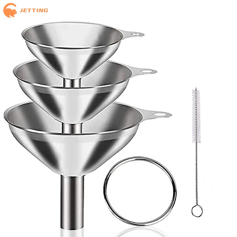 (New) Stainless Steel Kitchen Funnels Set Food Grade Metal F