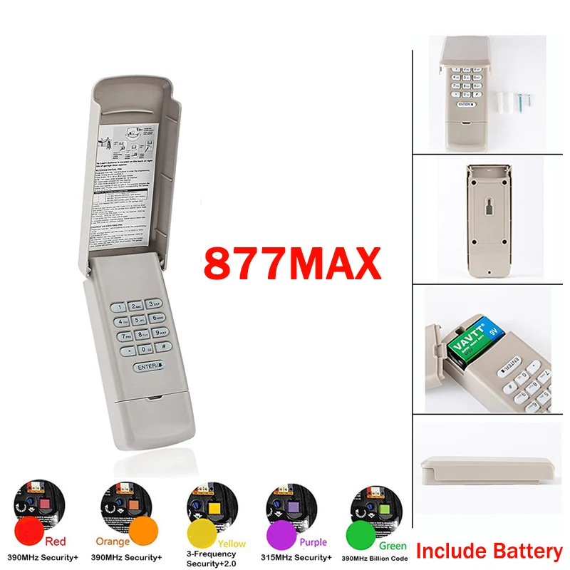 

877MAX Keypad Remote Control Garage Door 376LM 377LM 877LM 971LM 977LM Wireless Keypad Entry System