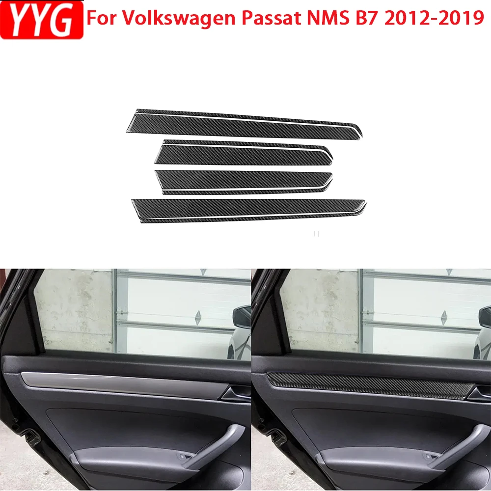 

Аксессуары для Volkswagen Passat NMS B7 2012-2019, настоящее мягкое углеродное волокно, автомобильная внутренняя дверная ручка, панель, крышка, отделка, наклейка