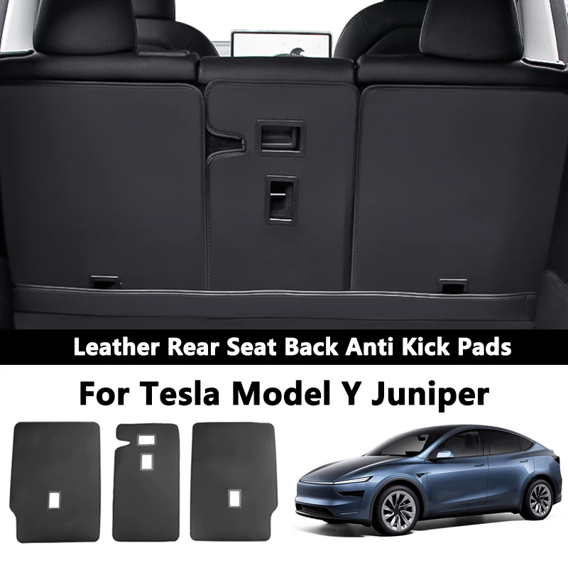 For Tesla Model Y Juniper Rear Seat Back Cover Leather Second Row Seats Backrest Protector Pad Split Cargo Liner Anti-dirty Pads