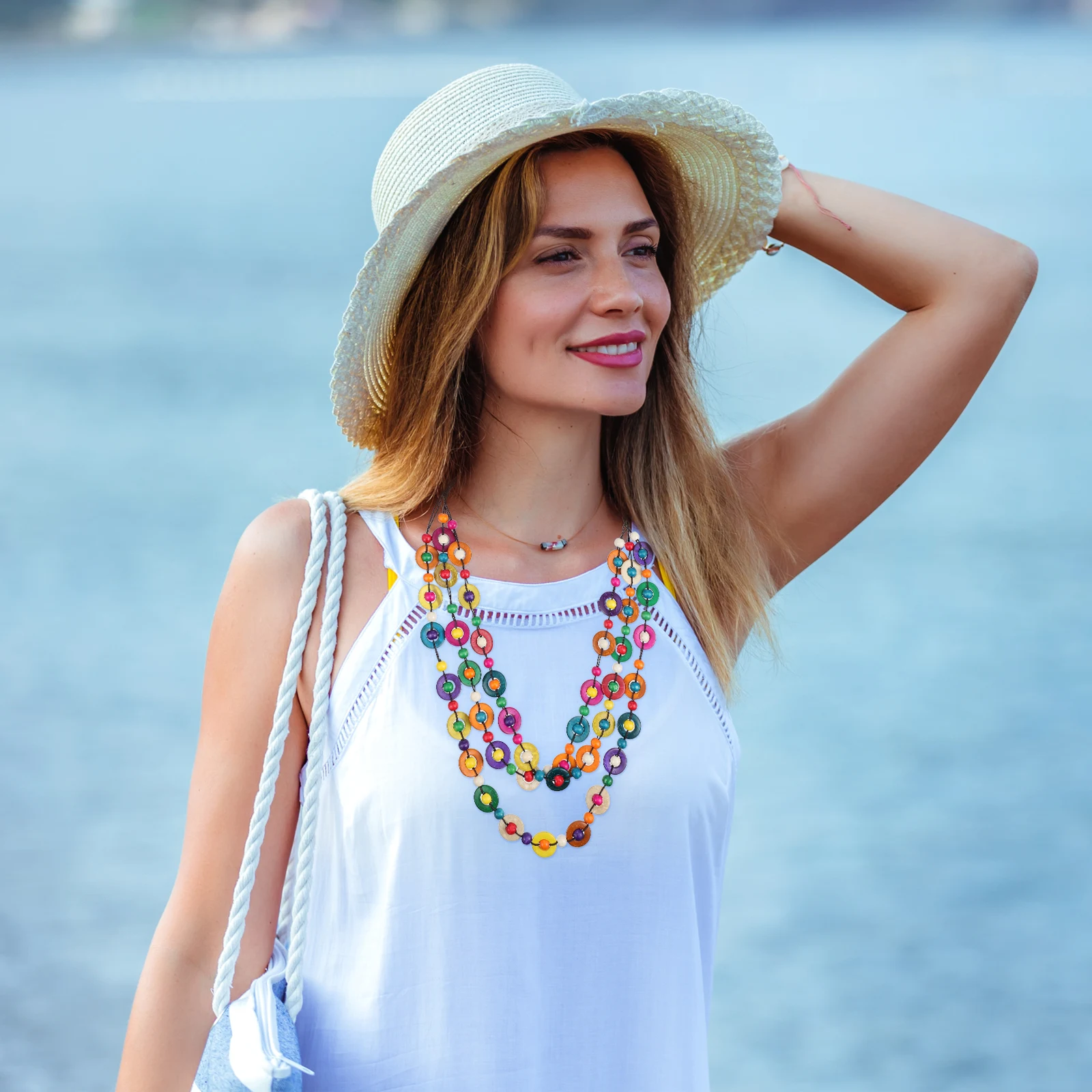 

Handwoven Necklace Women Necklace Retro Bohemia Style Wooden Beads Coconut Shell Fashion Jewelry Gifts Packaging