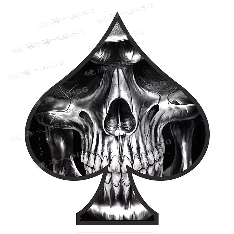 

Customized Ace Of Spades Skull Car Sticker PVC Auto Laptop Decorative Accessories Sunscreen Waterproof Quality Decals