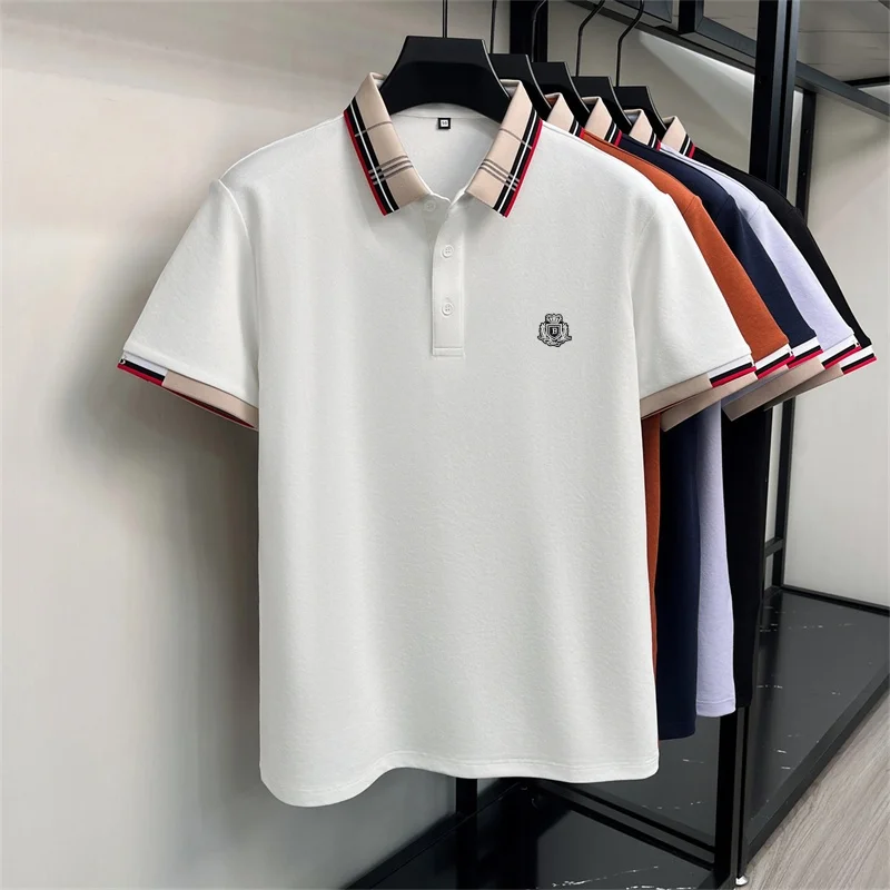 Neues Sommer-Herren-Poloshirt mit Kurzen Ärmeln, Kragen und Knöpfen, Luxuriöse Buchstaben-Stickerei, Lässiger Vielseitiger Jugendlicher Preppy-Stil Herrenbekleidung – Detail 14