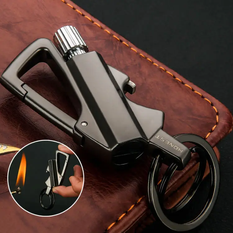 Multi-function Portable Match Lighter,Metal Mountaineering Keychain Ring Lighter, Waterproof Outdoor Men's Waist Buckle - view 2