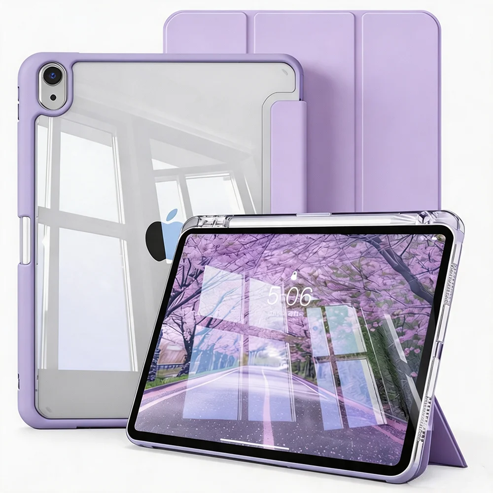 Solid Color Case for IPad 11th A16 Gen Air 11 M3 M2 10th 10.9 A2696 A2757 A2777 Mini 7 6 8 IPad Case with Pencil Slot Cover