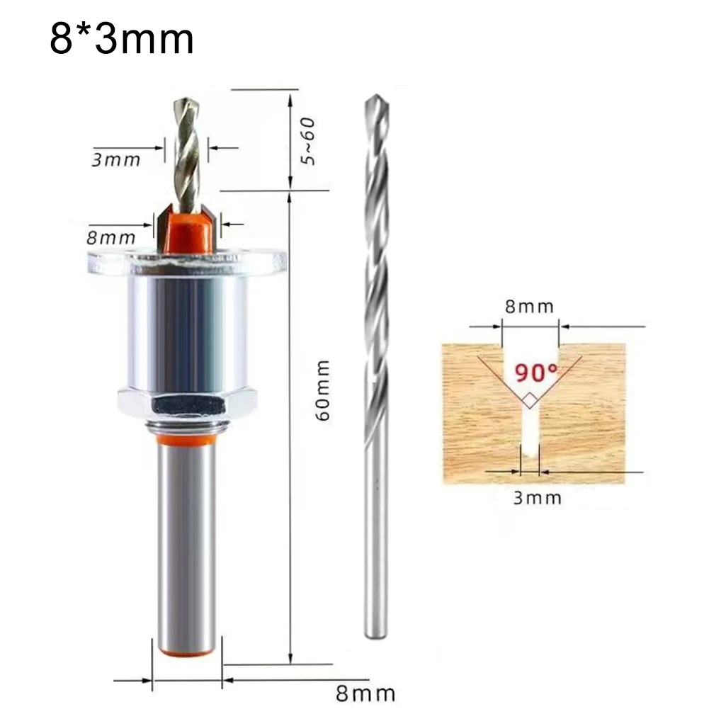 Adjustable Countersink Drill Bit Power Tool Accessory 8mm Shank Diameter Adjustable Drill Bit Integrated Depth Limiter