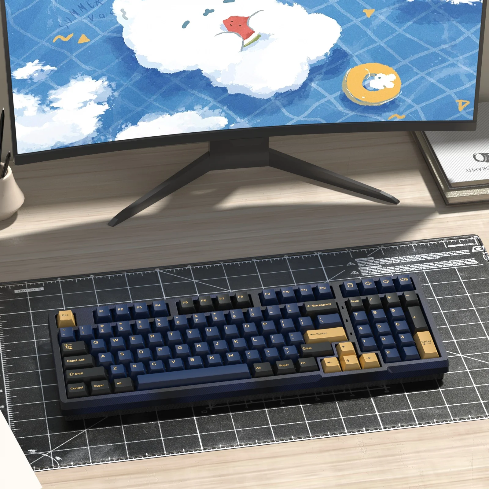 Imagem -06 - Kbdiy-pbtgmk Azul Samurai Keycaps Teclado Mecânico Double Shot Custom mx Cherry Profile Gmk67 Gmk75 176 Teclas