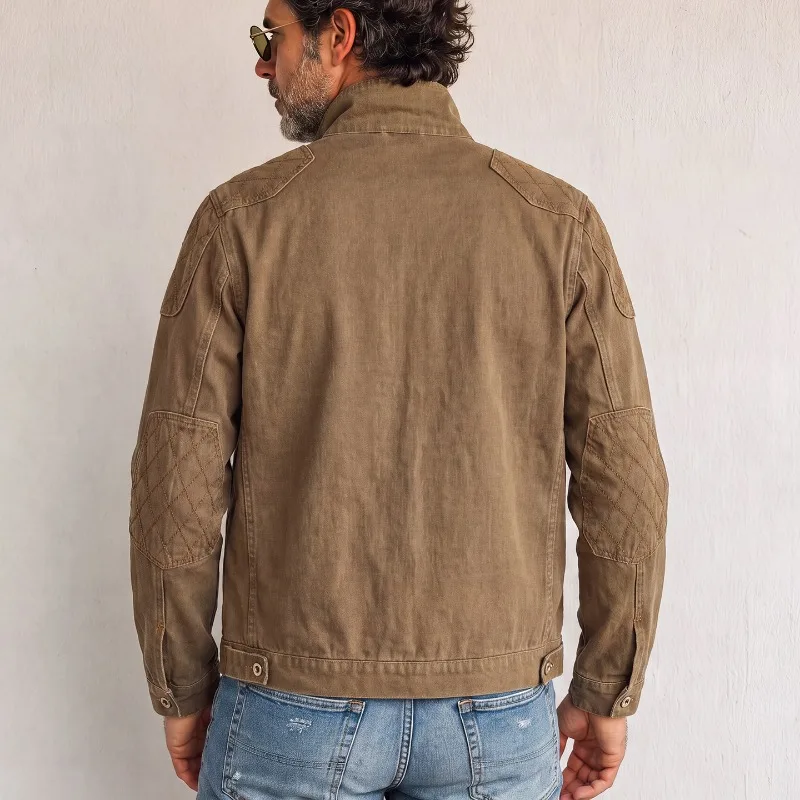 Autumn Winter Denim Jacket Mens Japanese Workwear Loose and Multi Pocket Pure Casual Cotton Coat