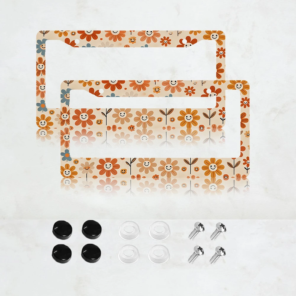 

Рамка для номерного знака из алюминия в стиле ретро «Подсолнух», 2 шт., стандартный размер США, декоративный кронштейн для автомобильного номерного знака, 2 отверстия