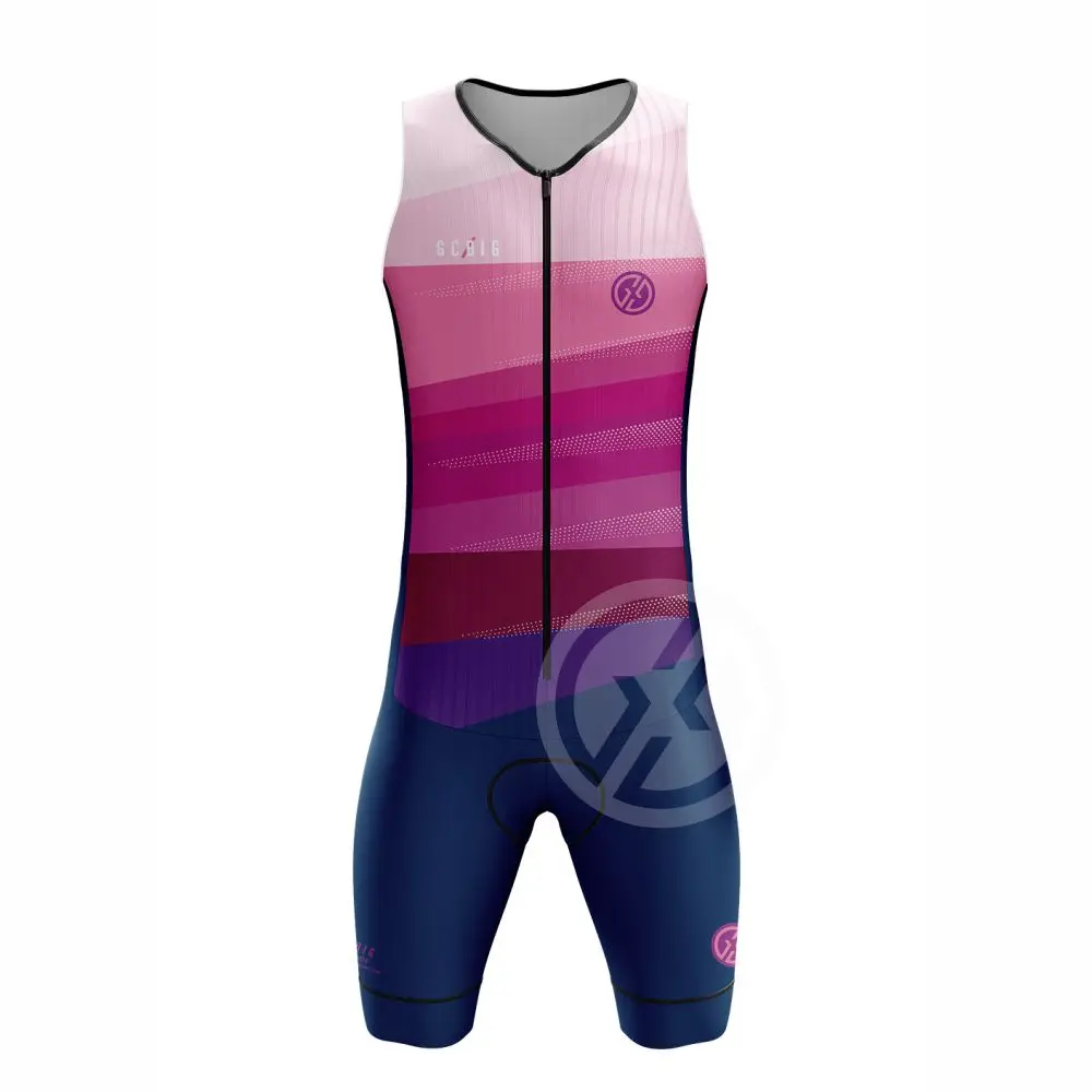 Men\'s Summer Triathlon Race Suit Sleeveless Tri Suit One-Piece Sportswear Swimming/Running/Cycling Skinsuit Performance Jumpsuit