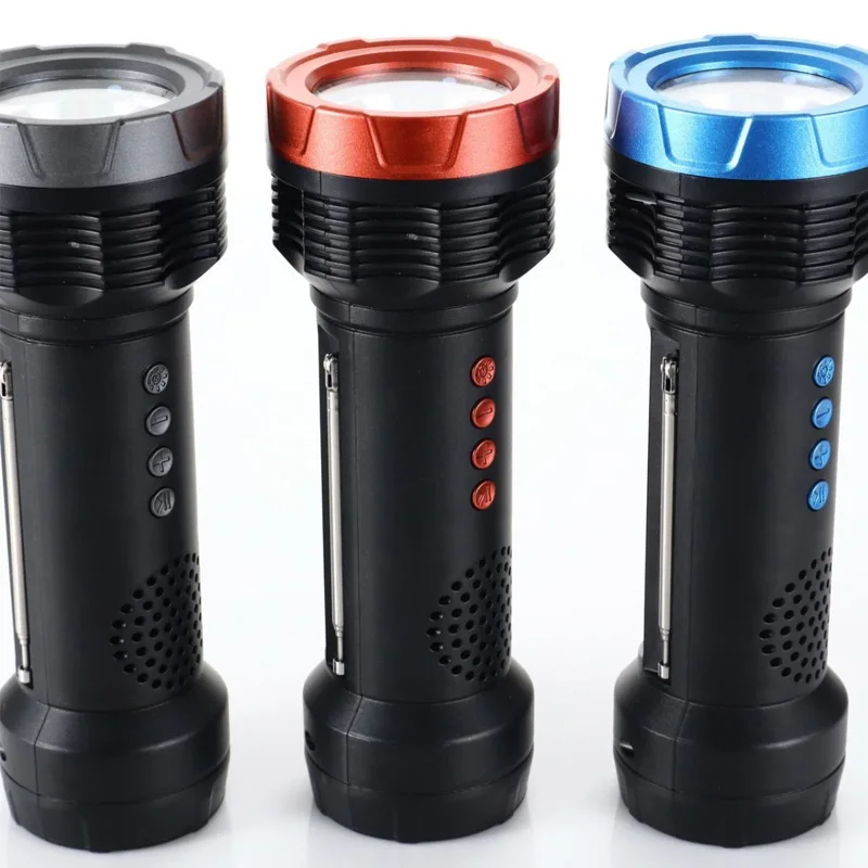 Multifunctional Solar Charging LED Flashlight With Bluetooth Speaker TF USB Player FM Radio Function Portable For Riding Camping