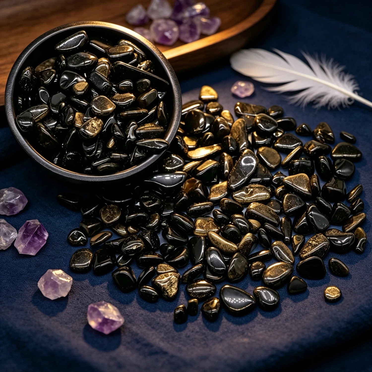 Natural Golden Obsidian Crushed Chips, Decorative Stones for Vase, Aromatherapy Diffuser and Aquarium Landscaping