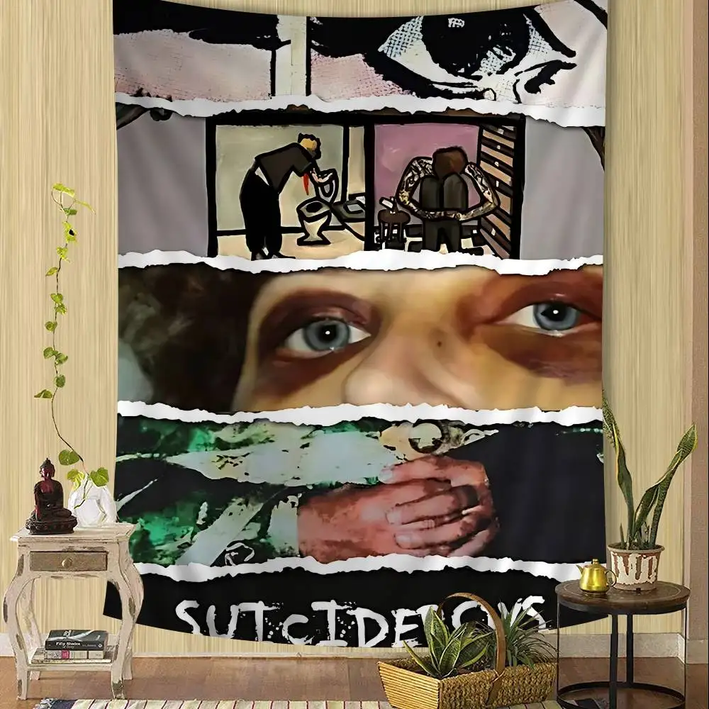 Singer S-Suicideboy Band Printed Large Wall Tapestry Wall Hanging Decoration Household Decor Blanket