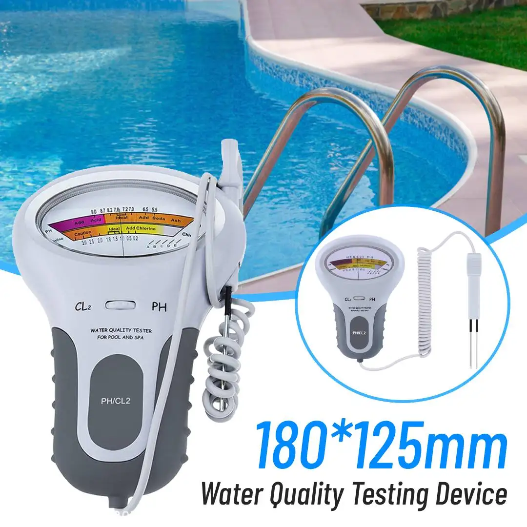 Water Quality Testing Device with Probe PH Chlorine Cl2 Level Meter Tester Professional Water Monitor Tool for Swimming Pool Spa