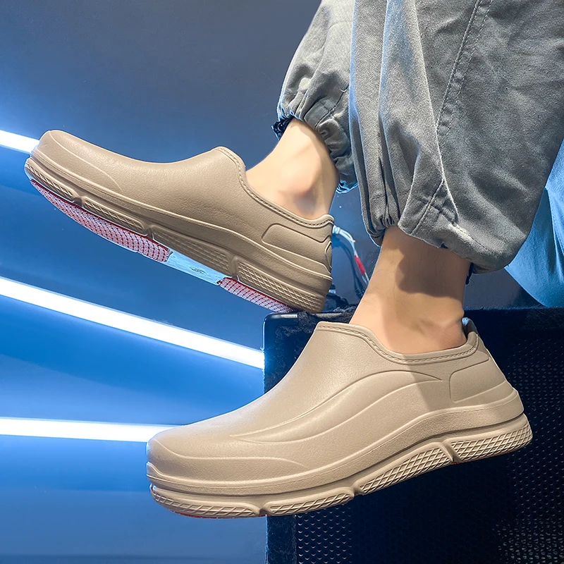 Unisex Einteilige EVA Vollständig Wasserdichte und Ölbeständige Slip-On Kochschuhe, Rutschfeste Dickbesohlte Multifunktionale Arbeitssandalen für Re – Detail 13