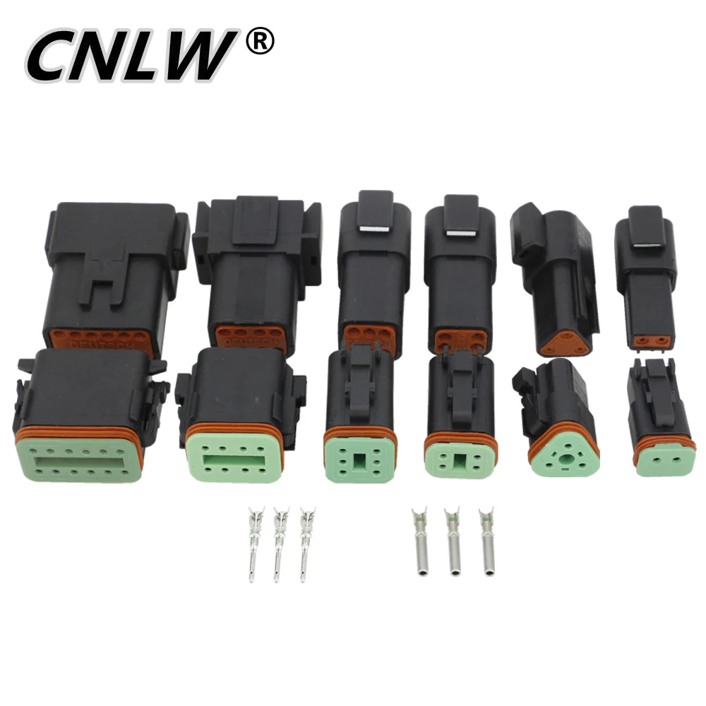 1 Set Zwart Deutsch Dt Connector DT06-2S/DT04-2P 3P 4P 6P 8P Waterdichte Elektrische Connector voor Auto Motor Met Pins 22-16AWG