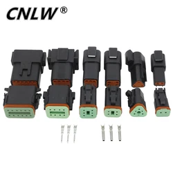 1 Set Schwarz Deutsch DT stecker DT06-2S/DT04-2P 3P 4P 6P 8P wasserdichte elektrische anschluss für auto motor mit pins 22-16AWG