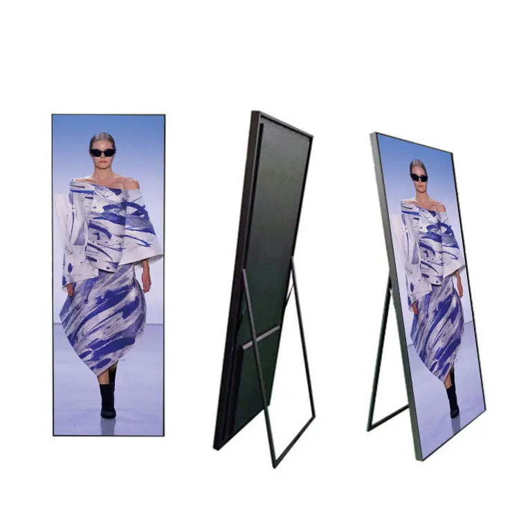 Layar LED Digital Iklan Lipat Ultra Tipis untuk Dalam Ruangan, Layar LED Poster Berdiri di Lantai