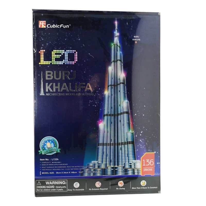 3d Puzzles 1.5m Dubai Burj Khalifa Tower Diy Building Paper Model Kids Creative Gift Children Educational Toys Hot Sale T66