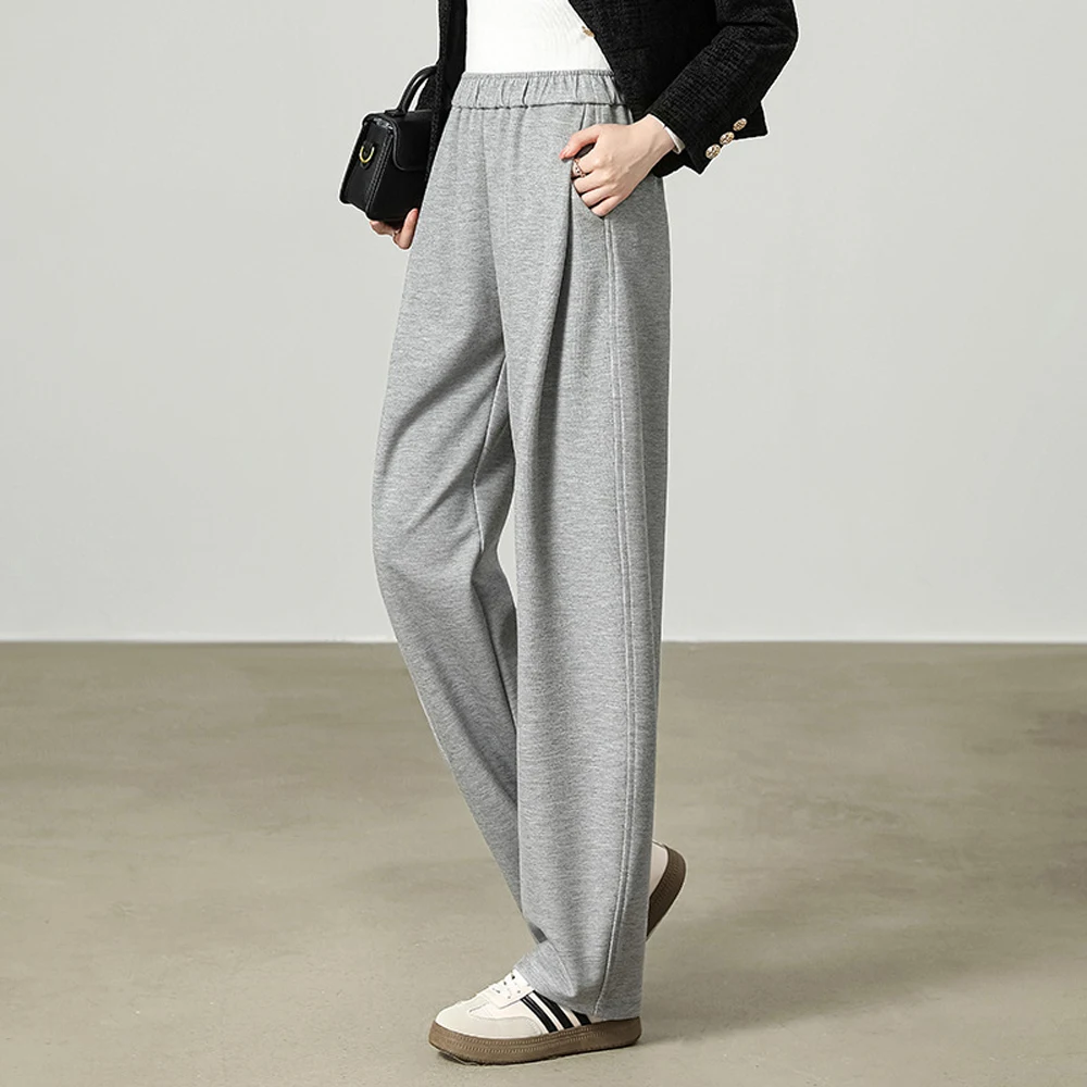 

European gray banana pants for women's autumn new high-end cotton fashion plus size curved knife pants casual women's pants