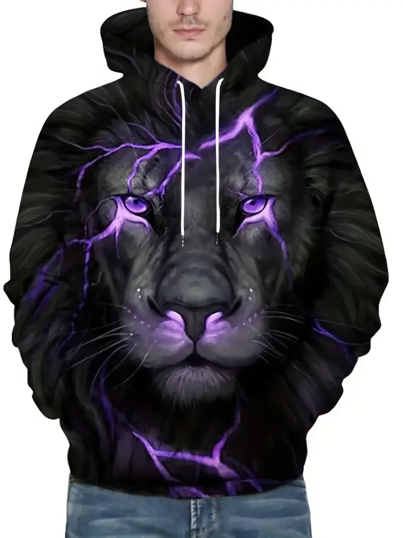 

Lightning Lion 3D digital graphic printing men's casual hoodie men's pullover hoodie plus size