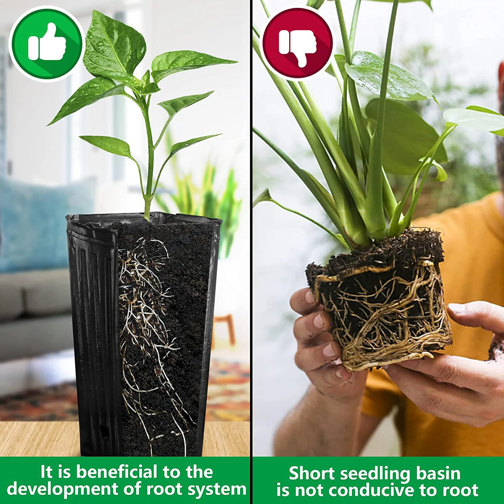 

20PCS Deep Plant Nursery Pots Beneficial to Plant Root Growth Design for Garden Office and Balcony Decor