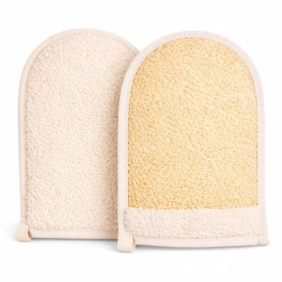 Esponja Exfoliante Corporal de Luffa - Guante Exfoliante Natural Egipcio para Ducha y Baño, Esponja de Luffa Orgánica de Doble Cara, Talla Grande D