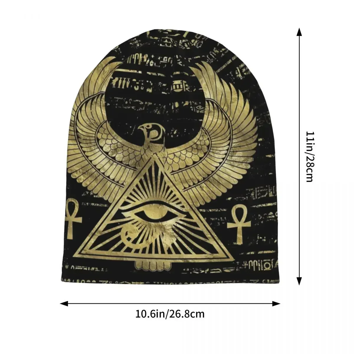 Egyptian Eye Of Horus - Wadjet Gold And Black Warm Knitted Cap Fashion Bonnet Hat Autumn Winter Outdoor Beanies Hats for Unisex