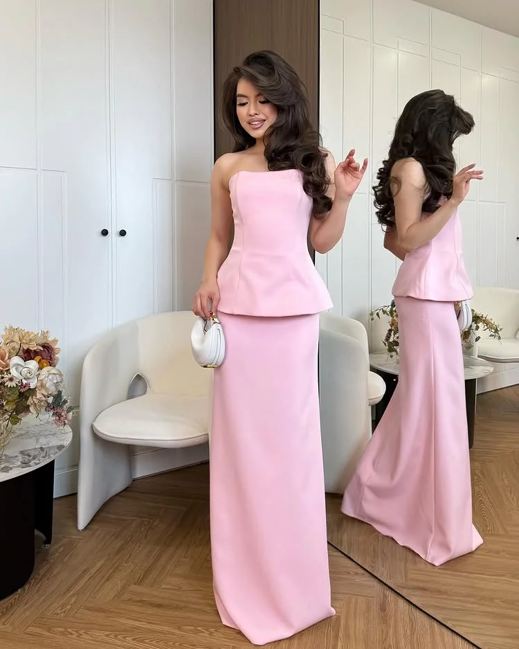 여자를위한 핑크 댄스 파티 드레스 저녁 파티 가운 카울 넥 민소매 맞춤형 공식 행사 Vestidos Para Mujer 2025