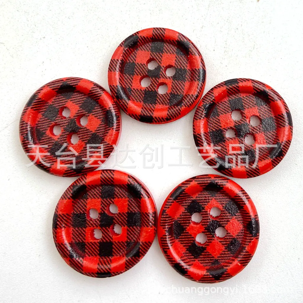 Botones de troncos de 20 mm, bordes finos, rayas a cuadros para niños, botones decorativos de costura simples, 40 en un paquete de bricolaje hecho a mano.