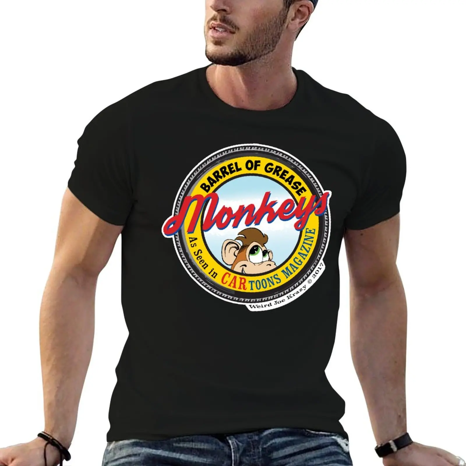 Grease Monkey Retro Tire Logo T-Shirt Trendy Pattern T-Shirt for Men