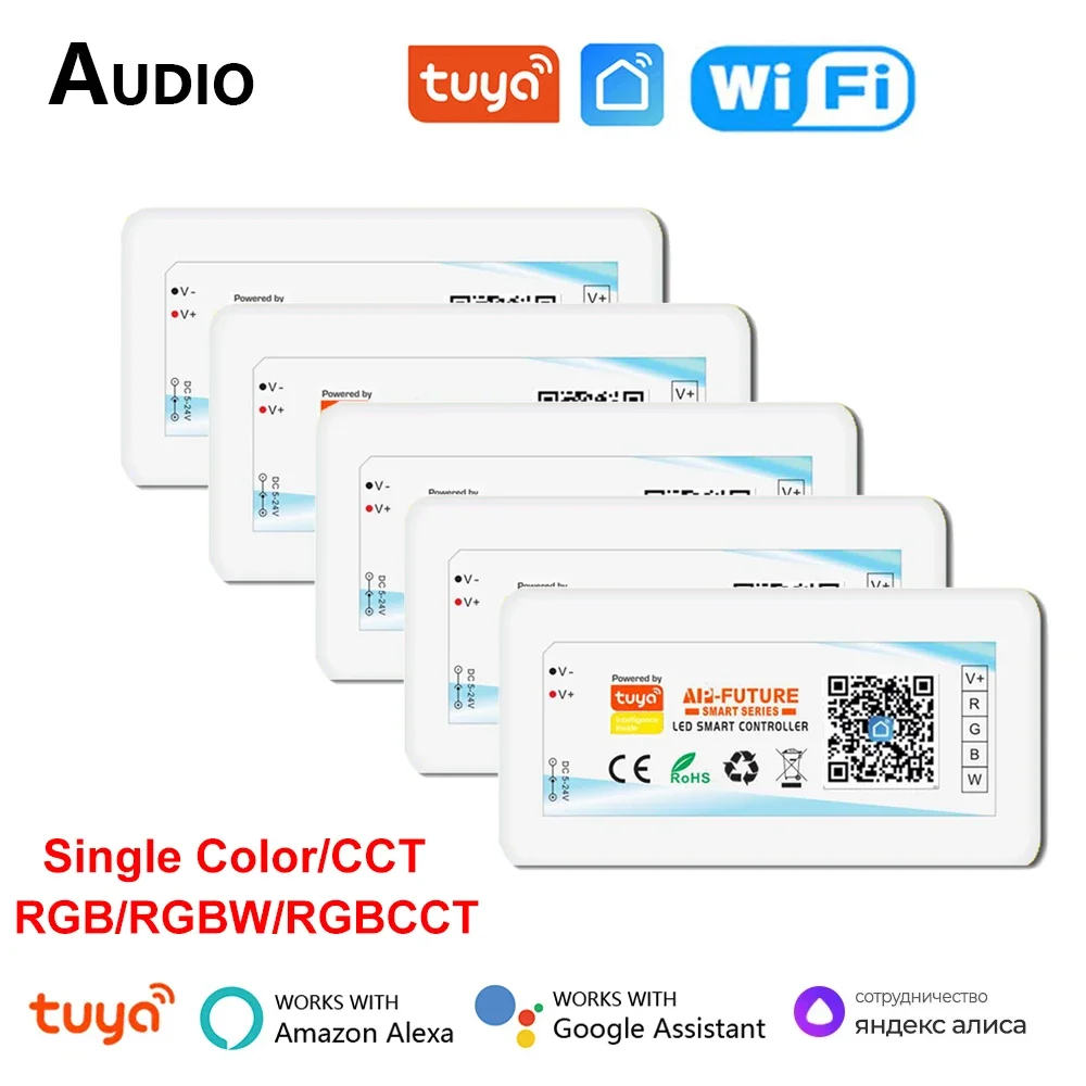 Tuya WiFi Smart Controller DC5-24V Single Color Dimmer RGB RGBW RGBCCT LED Strip Smart Life APP Alexa Google Home Voice Control