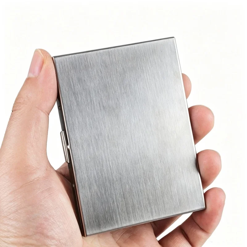 100mm Ultra Thin Cigarette Box Pocket Stainless Steel Moisture Cigarette Case with Clip Cigarette Storage Box