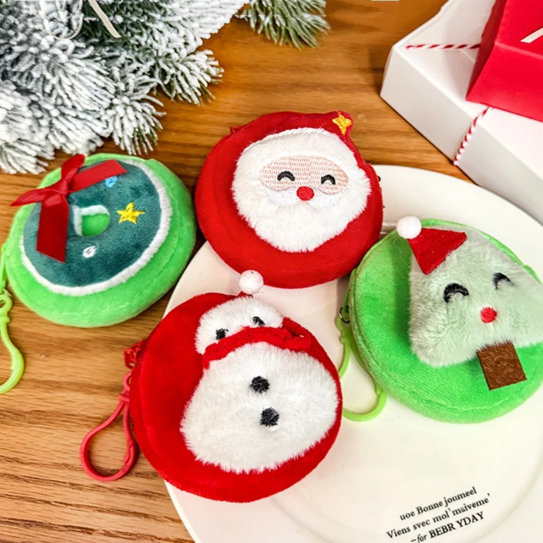 أفخم حقيبة سلسلة المفاتيح المحمولة الكرتون سانتا كلوز محفظة الاطفال محفظة نسائية للعملات المعدنية ثنائي الغرض حقيبة التخزين الصغيرة قلادة لصالح الحفلات #6