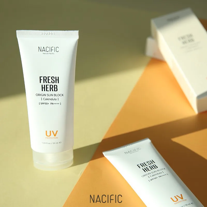 Nacific Fresh Herb Origin Sun Block Callendula 50ml SPF50+ PA+++ Facial Sunscreen Long Lasting Waterproof Whitening  Korea