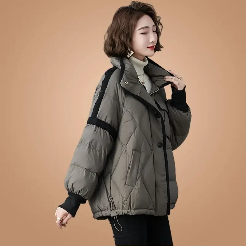 Jacket Women Winter Warm Parka Short Loose-fitting Cotton Padded Casual Thick Stand Collar  Coat Femme Parkas REFE-2022