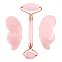 Set de Rodillo de Cuarzo Rosa y Gua Sha