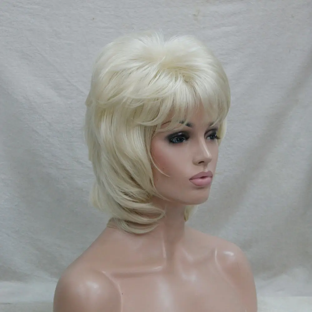 Elegant Bady Wavy Blonde Neck Length Synthetic Hair Women's Full Wig