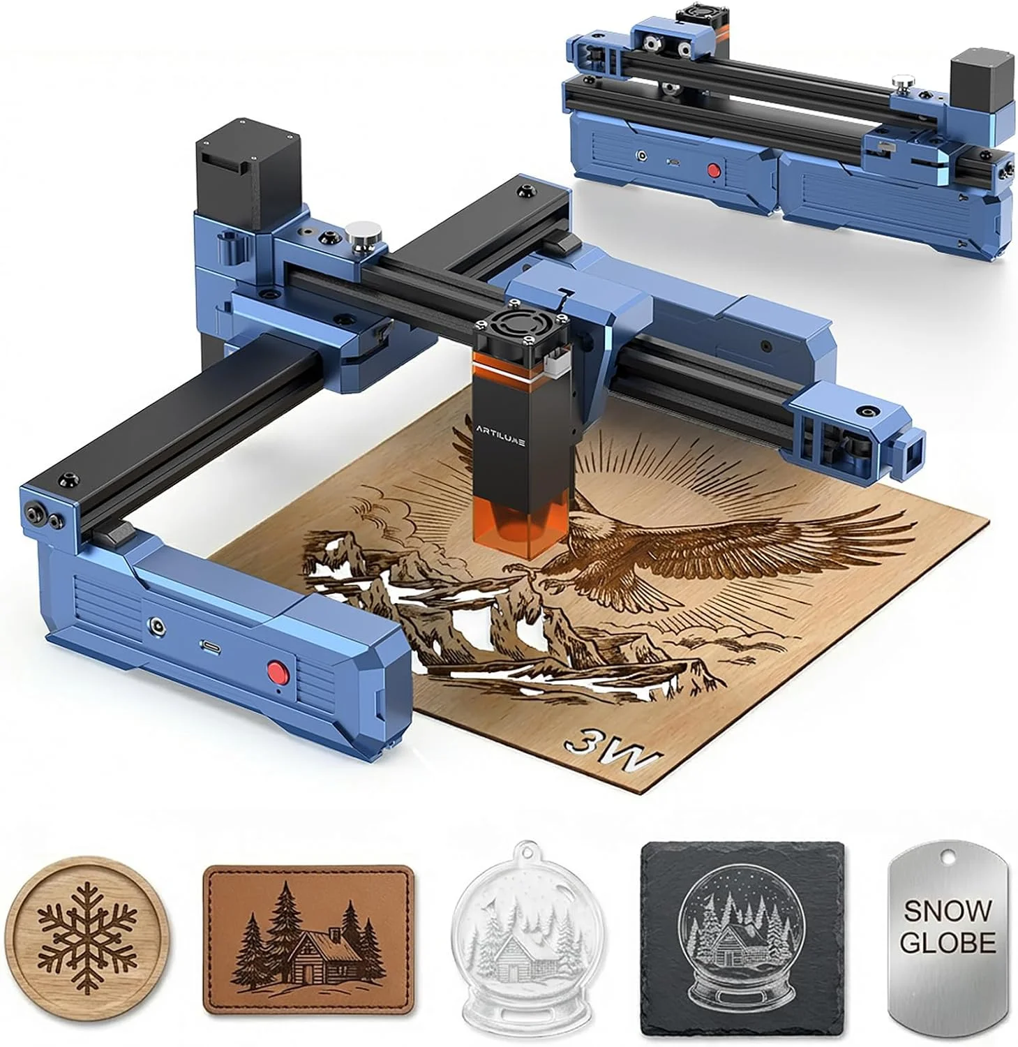 

Artilume T1 3W Blue Laser Engraver Cutter Machine Precision 0.01mm 200*150mm For Wood Plastic Leather