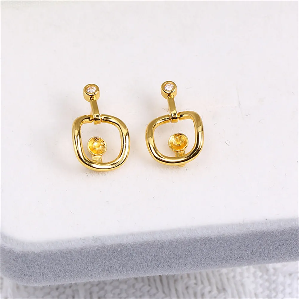 

Domestic 14k Gold Plated Color Retention Niche Simple Earrings S925 Silver Needle Earrings DIY Accessories for Fashionable Women