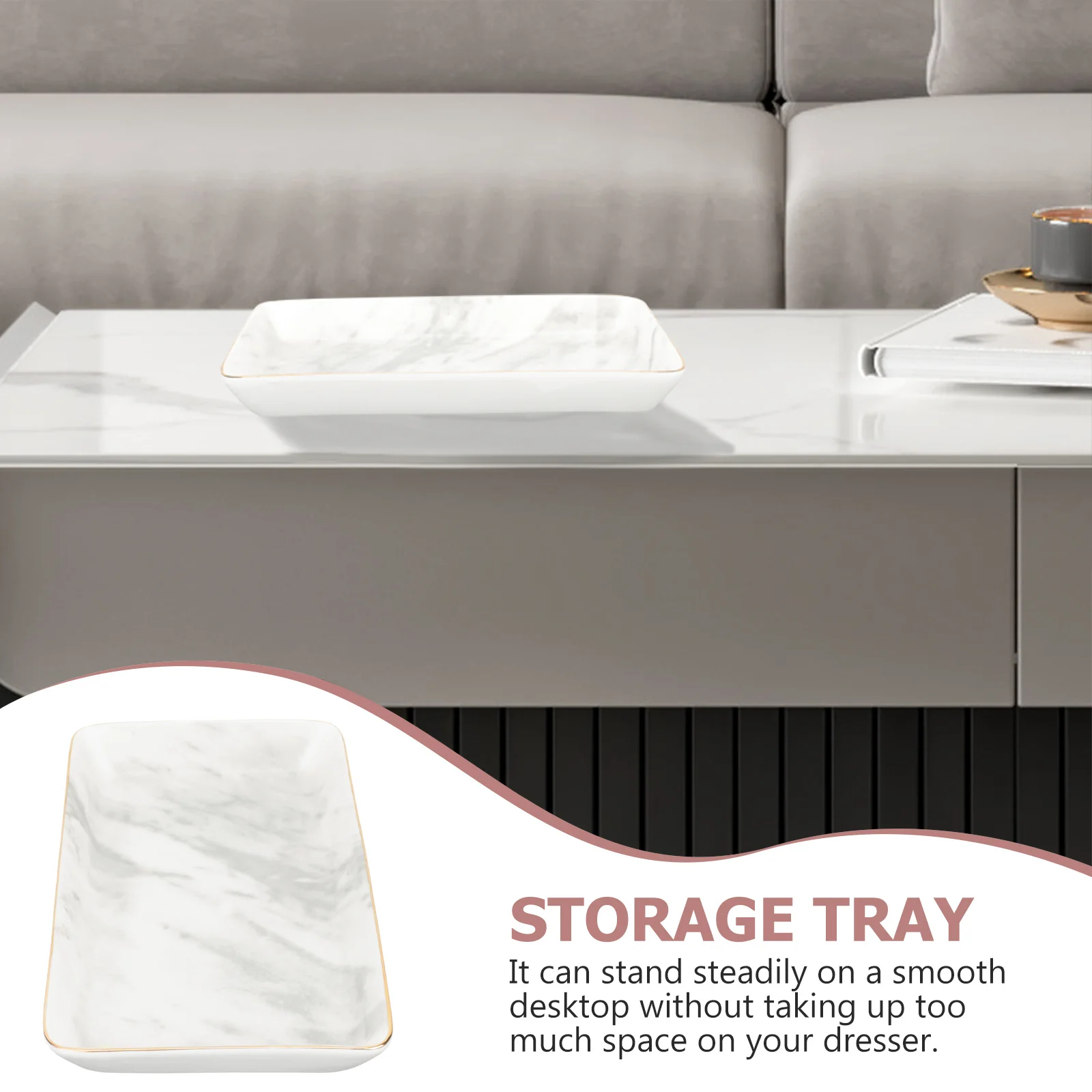 

Marble Pattern Ceramic Jewelry Tray Nordic Style Storage for Makeup Brushes Trinkets Dressing Table Organizer Decorative