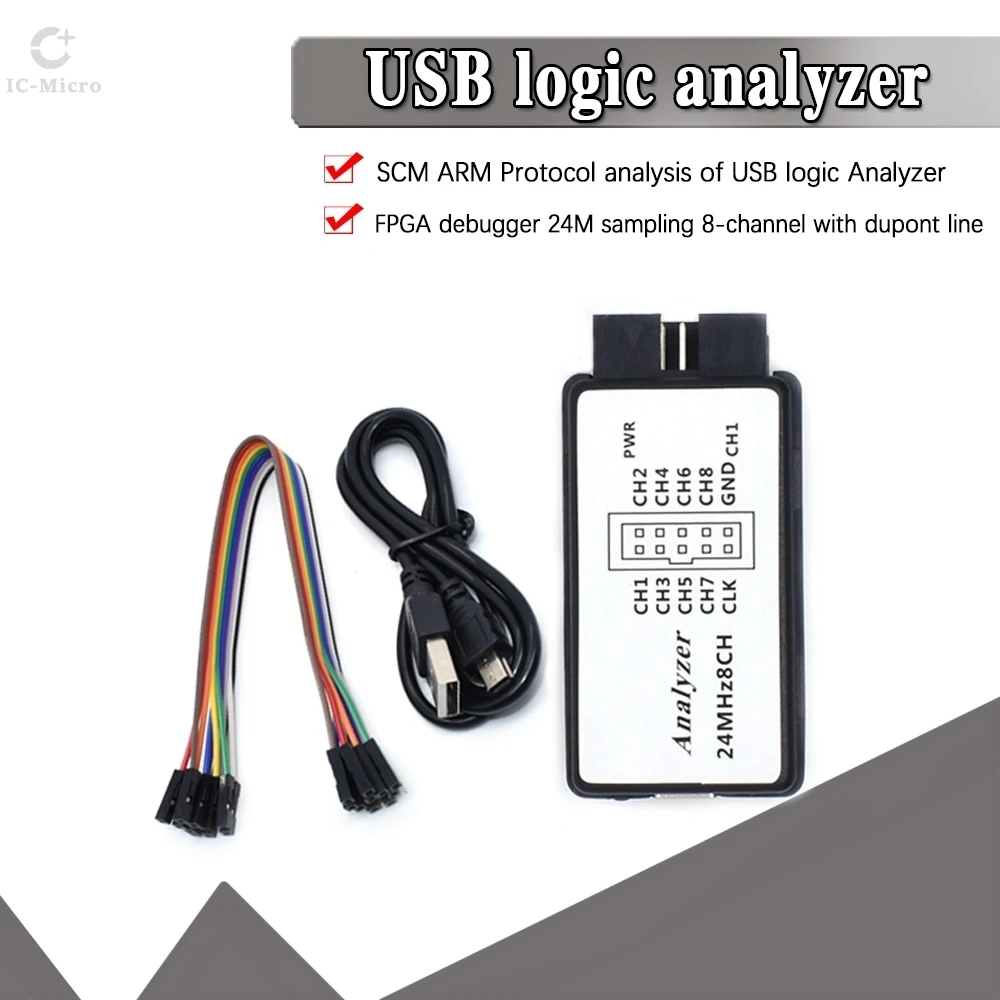 1-5PCS USB Logic Analyzer 24MHz 8 Channel 24M/seconds Logic Analyzer Debugger For ARM FPGA Logic Analyzer Logic 24M 8CH XCW