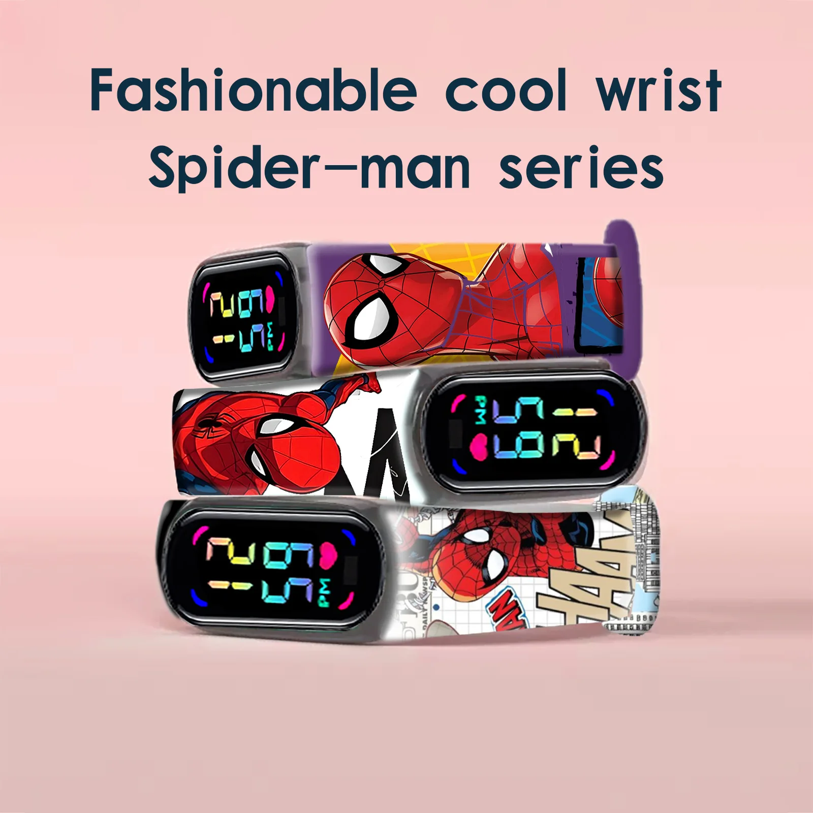 Spider-Man children‘s watch Anime figures LED Luminous Touch Waterproof Electronic Sports Watch boys girls Birthday Toys Gifts