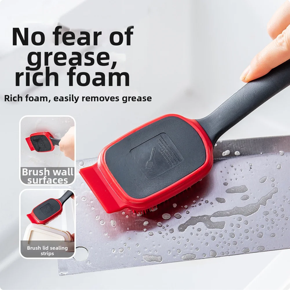Silicone Dishwashing Brush Long Handle For Kitchen Pots Pans Grills Deep Cleaning Scrubber Sponge Replacement Home Cleaning Tool - view 3
