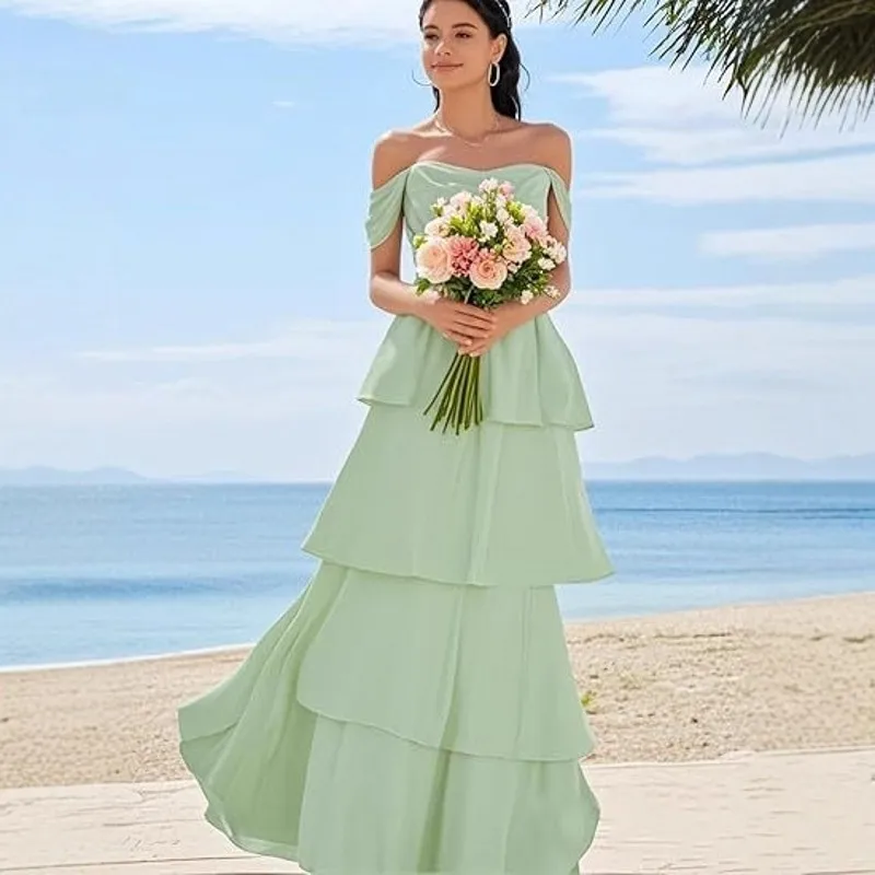 Robe De soirée De bal élégante, épaules dénudées, plis à plusieurs niveaux, ligne a, Robe De concours De soirée formelle, Robe d'anniversaire