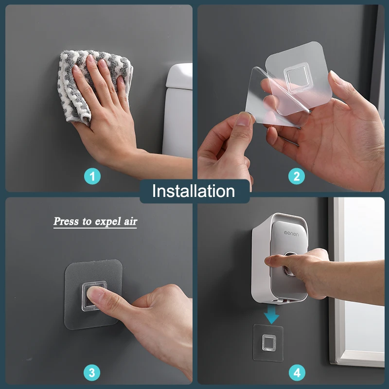 Picture 6: Automatic Toothpaste Dispenser Squeezer With Toothbrush Holder Wall Mounted Bathroom Accessories Sets