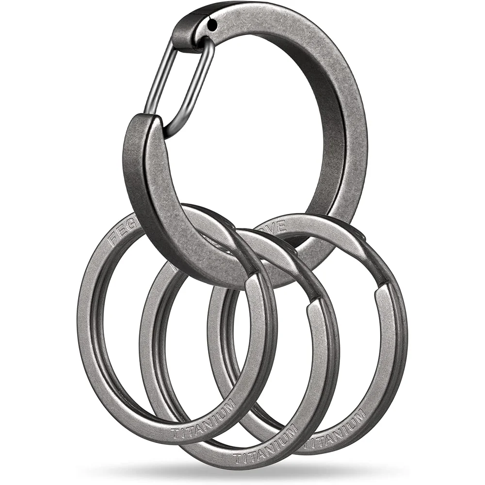 

Titanium Round Carabiner Clip,Heavy Duty Key Ring Holder,with titanium keyRing,Circle Quick Release Keychain Clip Hook