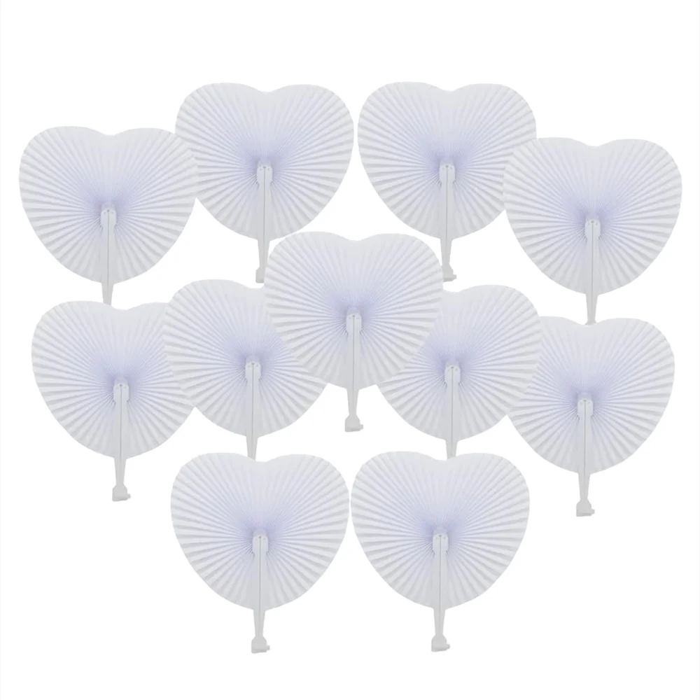 50/100 Pcs Foldable DIY Painting Heart Shape Round Paper Fan Wedding Party Guest Gifts Decoration Anniversary Kids Party Favors