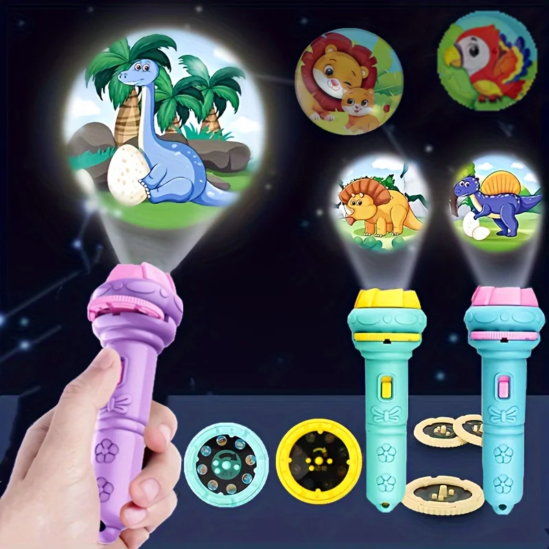 Popular Toys 32 Mode Cartoon Children's Projection Flashlight Mini Projector Baby Early Education Puzzle Enlightenment Toy